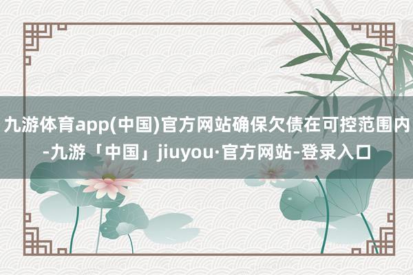 九游体育app(中国)官方网站确保欠债在可控范围内-九游「中国」jiuyou·官方网站-登录入口